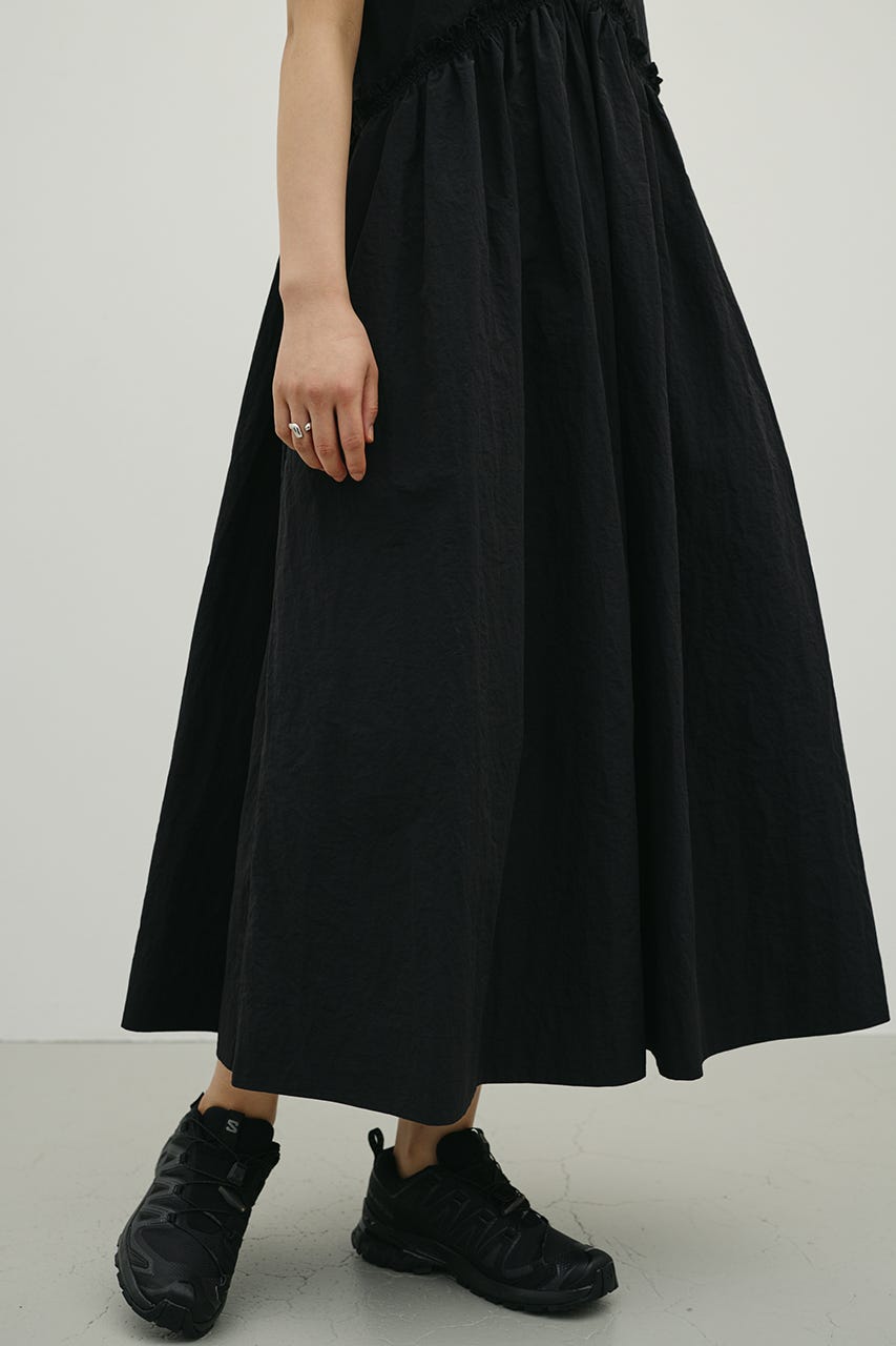 ギャザーVキャミワンピース BLK M