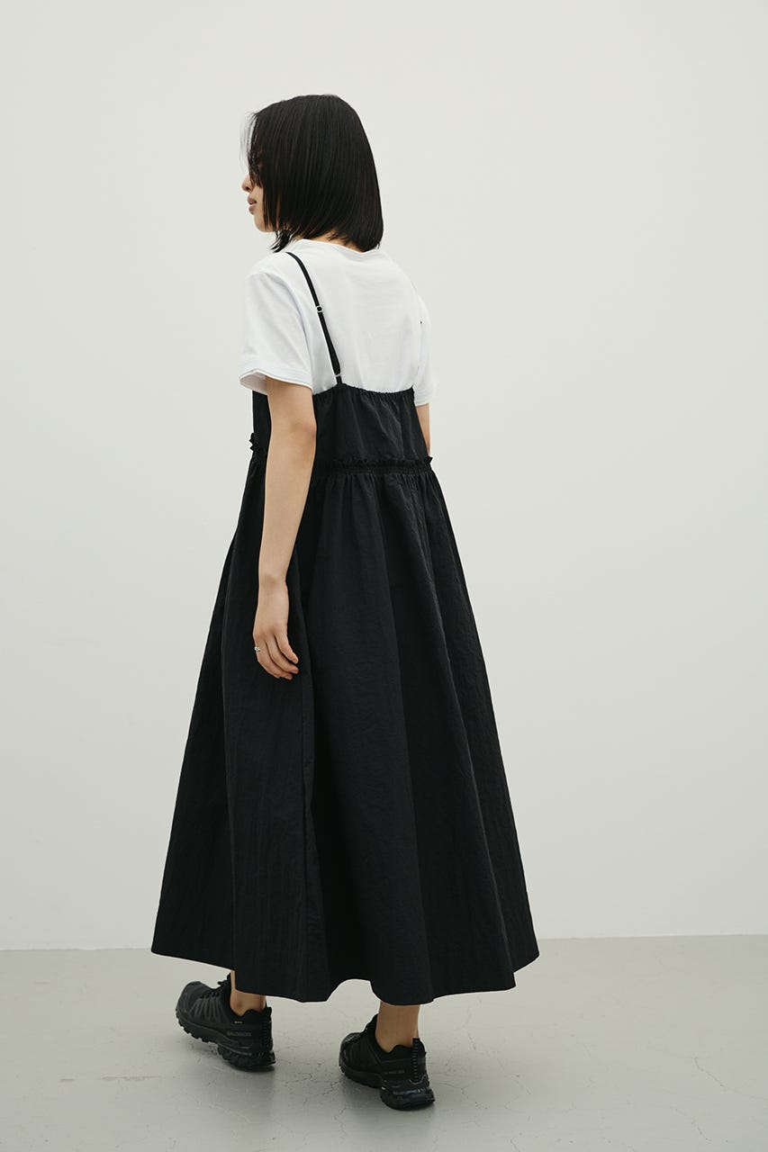 ギャザーVキャミワンピース BLK M