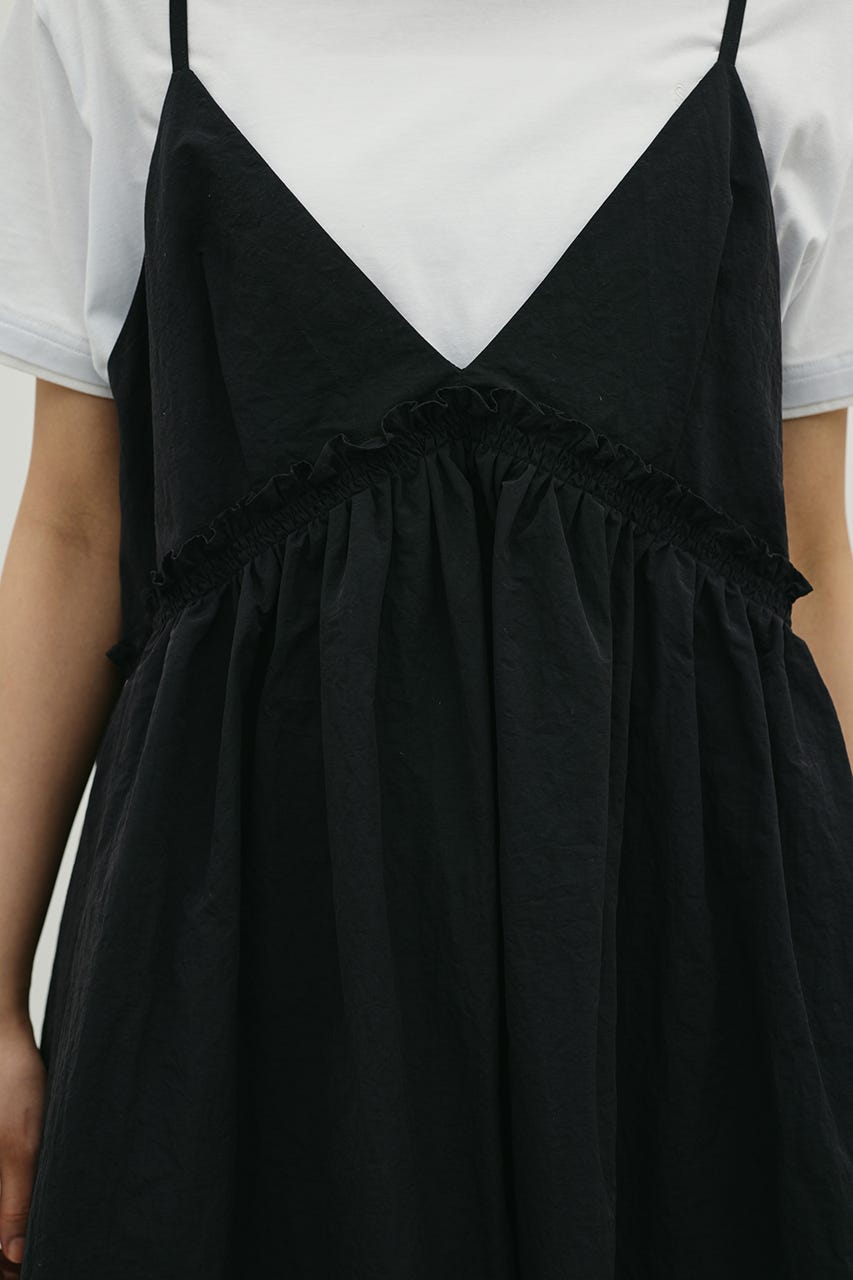 ギャザーVキャミワンピース BLK M