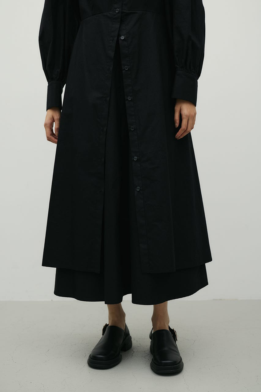 レイヤードシャツワンピース BLK S