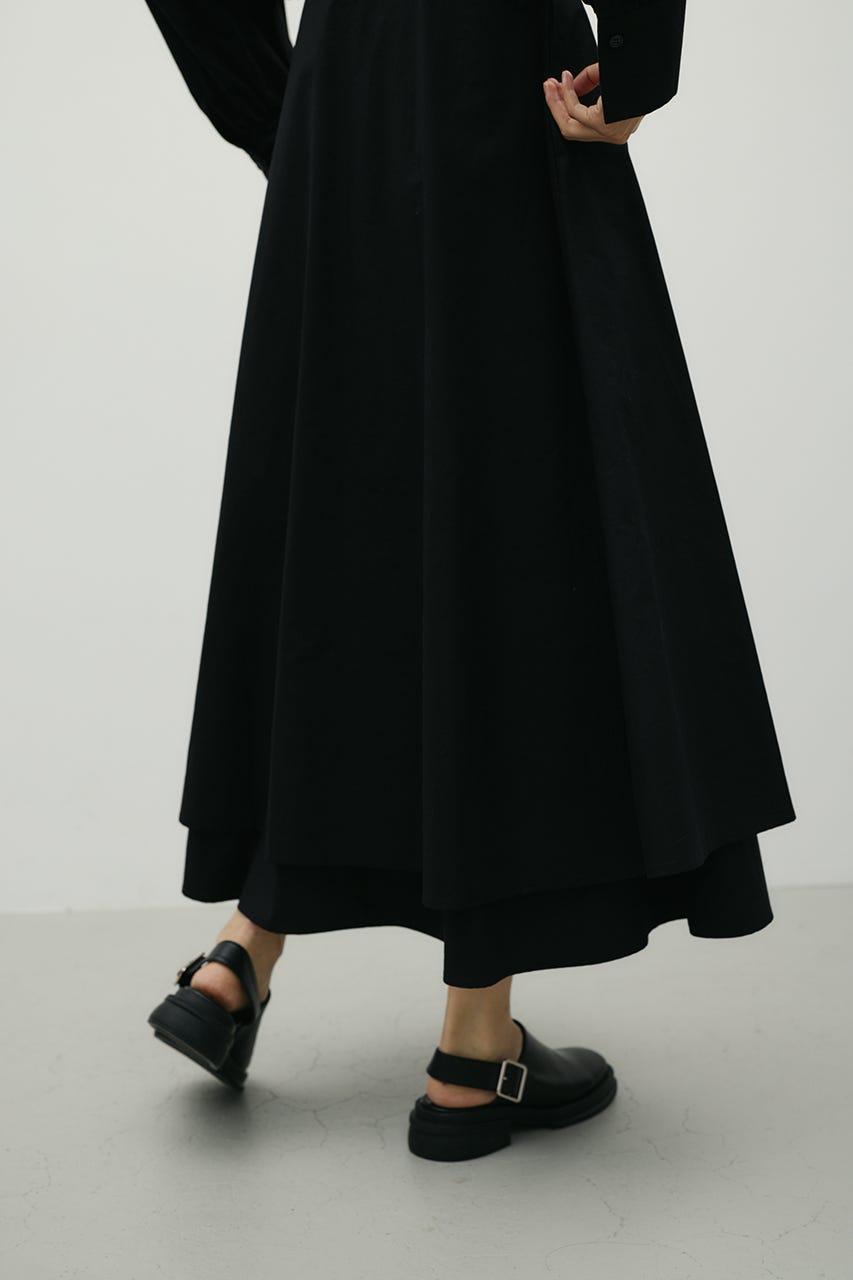 レイヤードシャツワンピース BLK S
