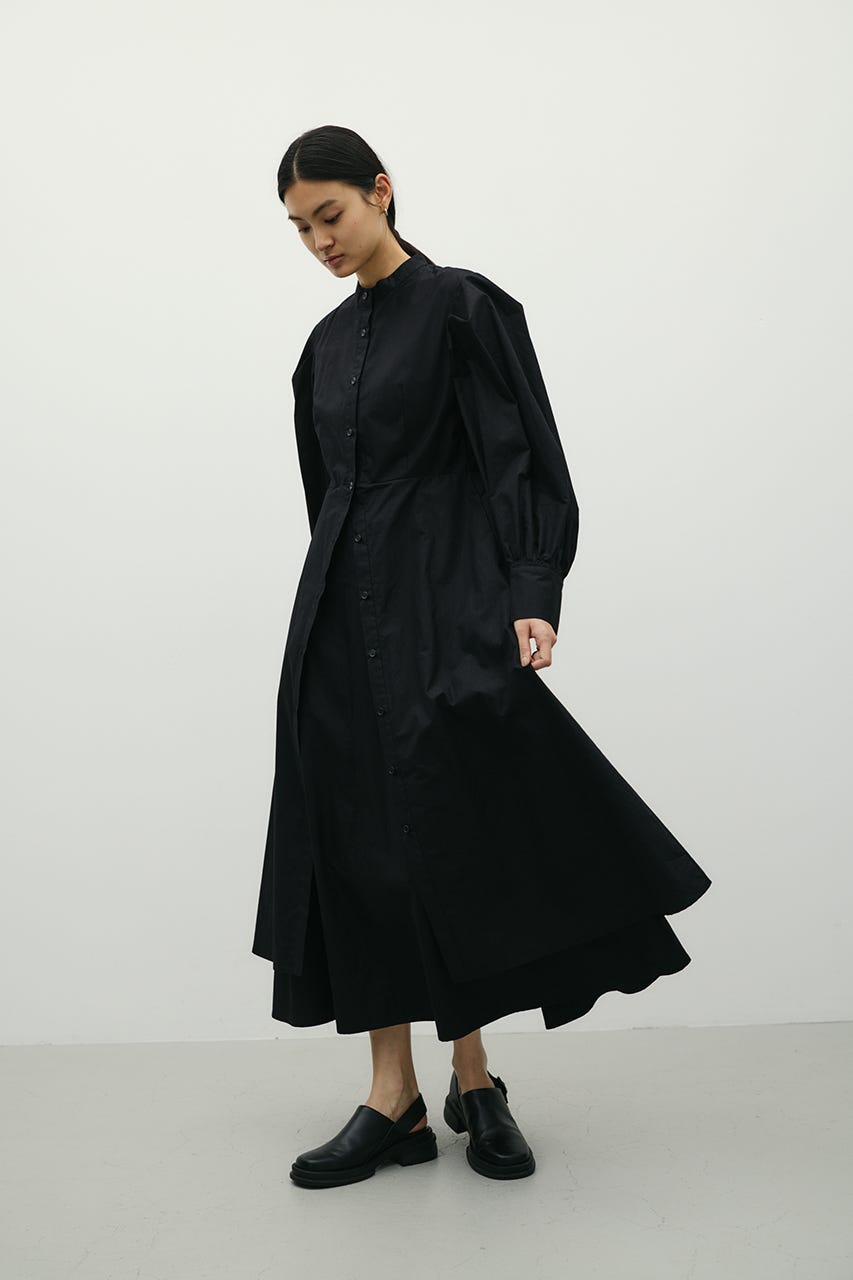 レイヤードシャツワンピース BLK S
