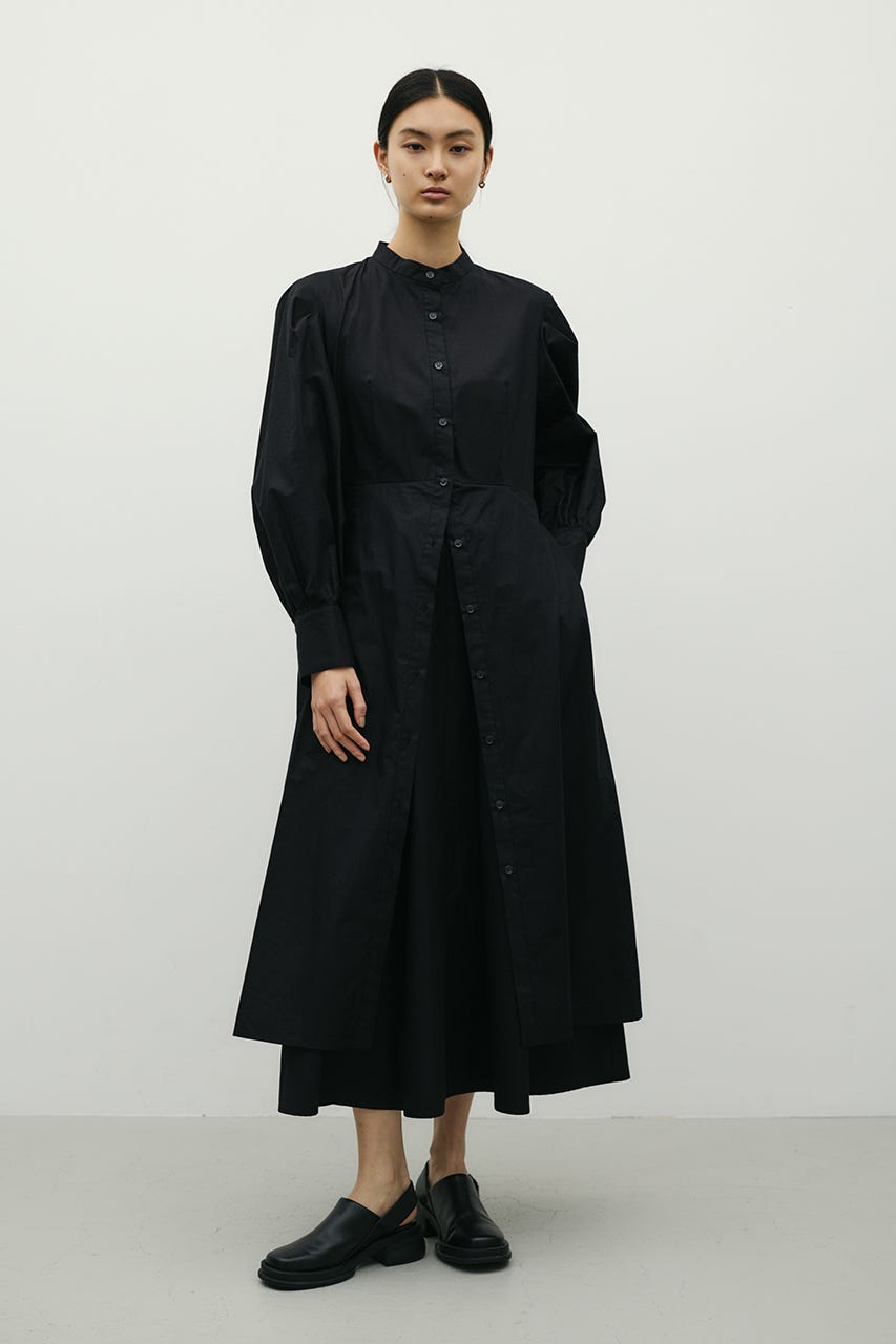 レイヤードシャツワンピース BLK S