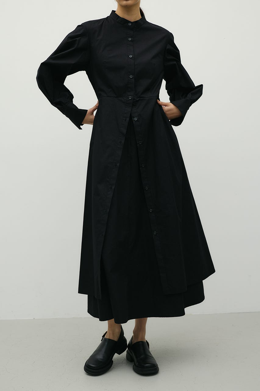 レイヤードシャツワンピース BLK S