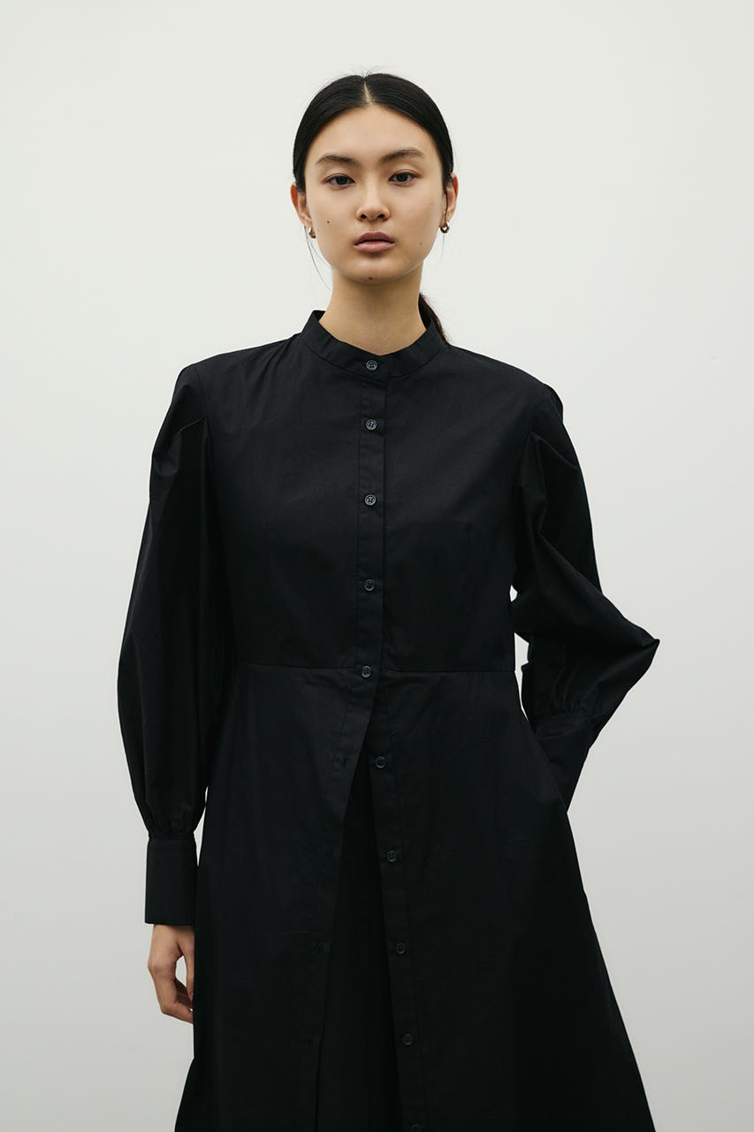 レイヤードシャツワンピース BLK S