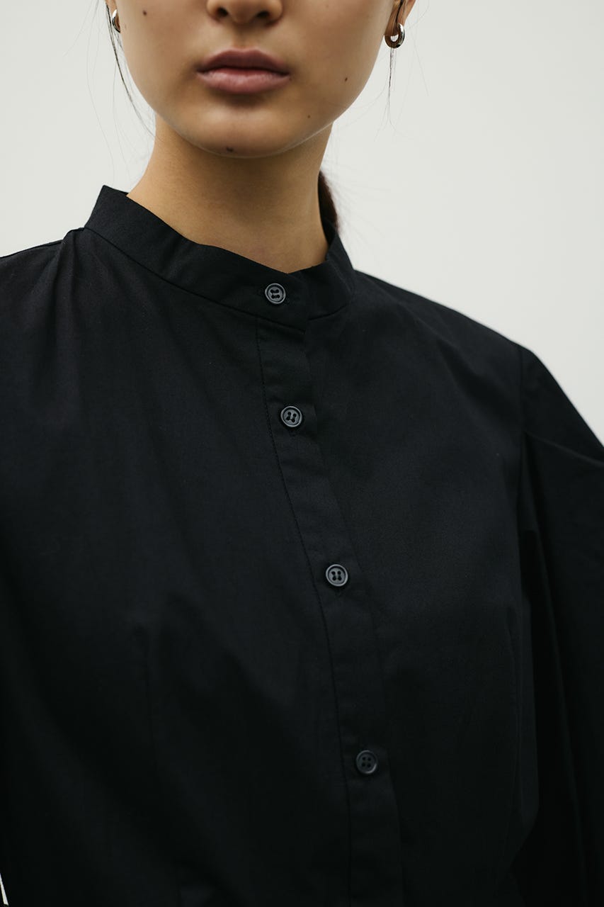 レイヤードシャツワンピース BLK S