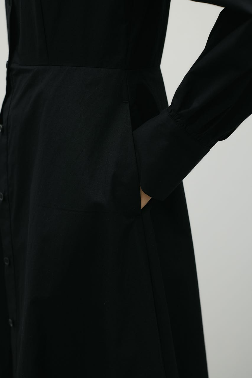 レイヤードシャツワンピース BLK S