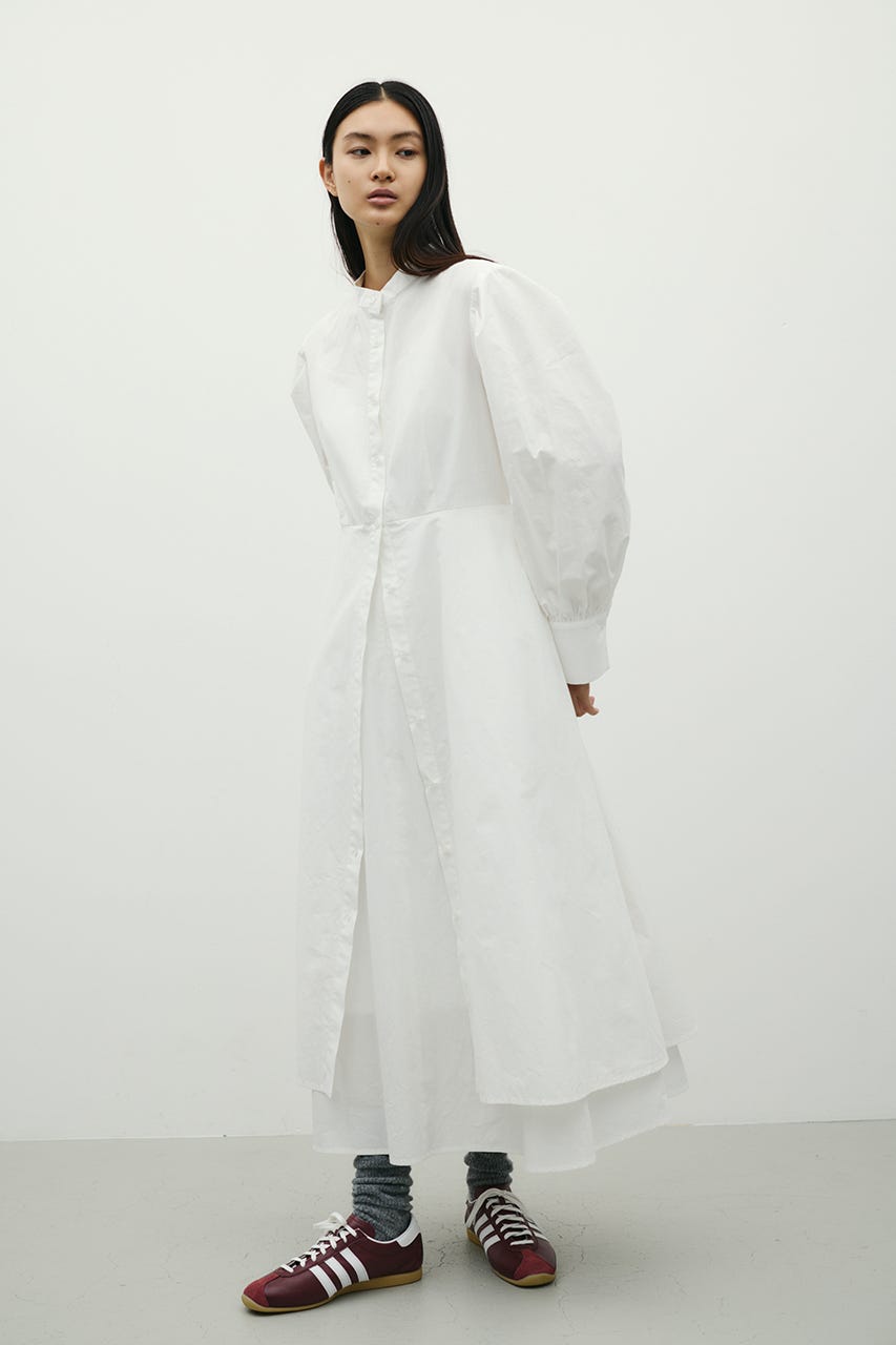 レイヤードシャツワンピース WHT S