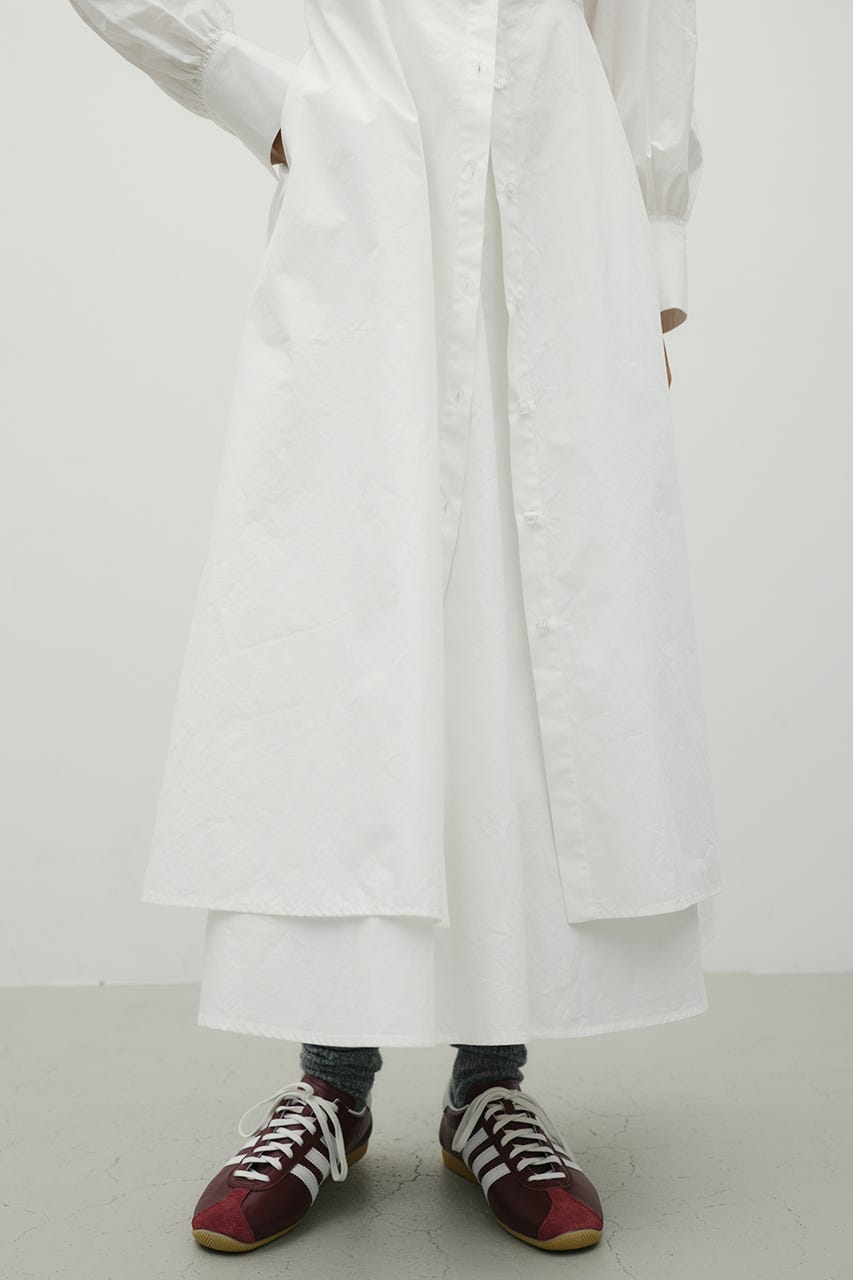 レイヤードシャツワンピース WHT S