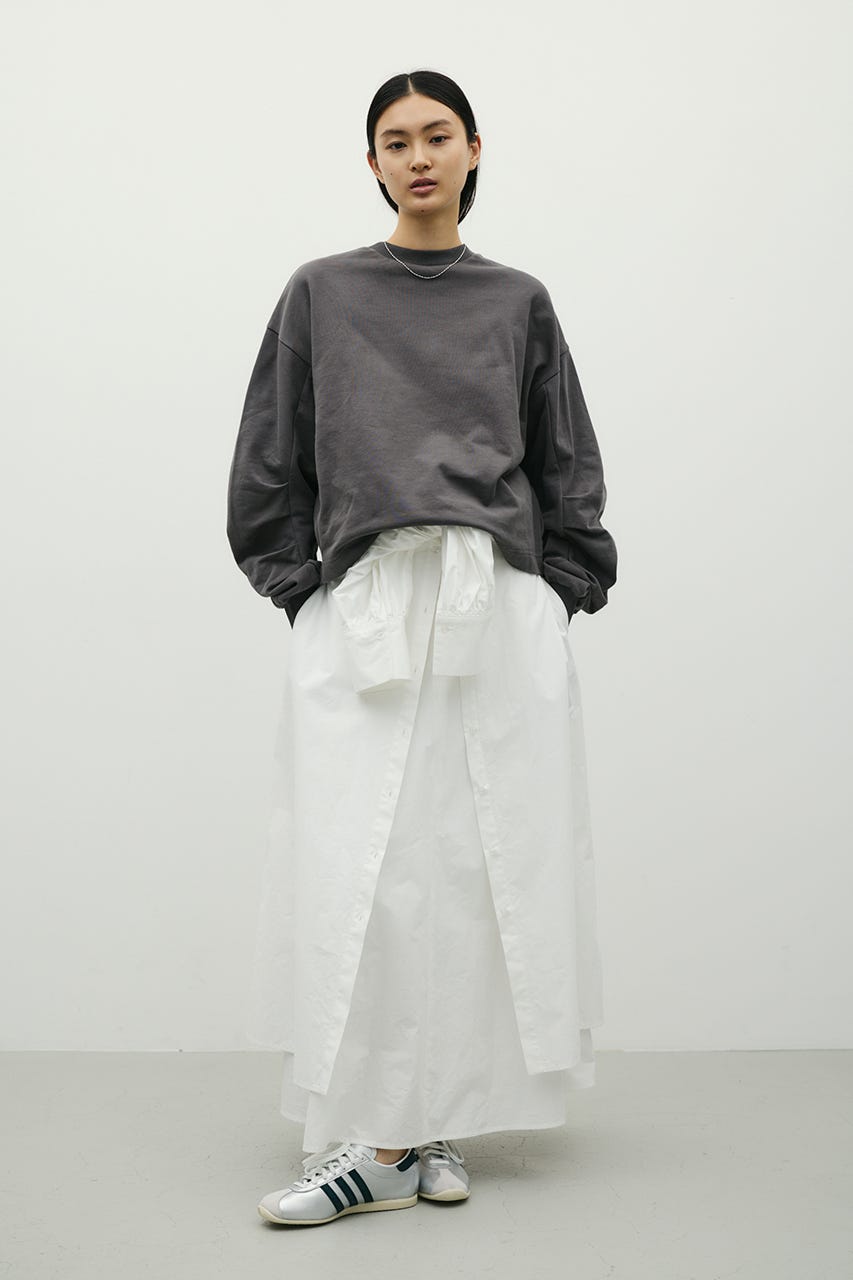 レイヤードシャツワンピース WHT S