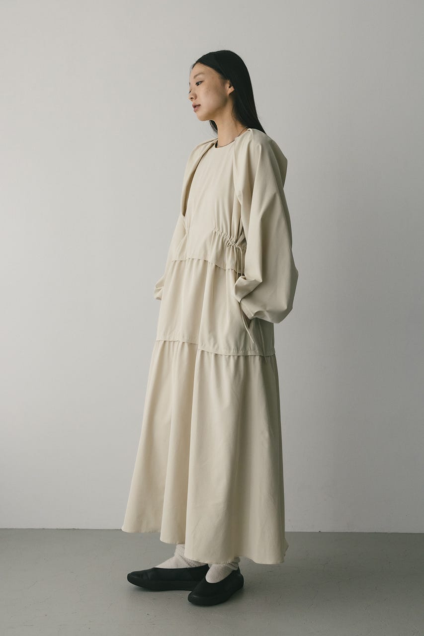 ウエストドロストティアードワンピース L/BEG S