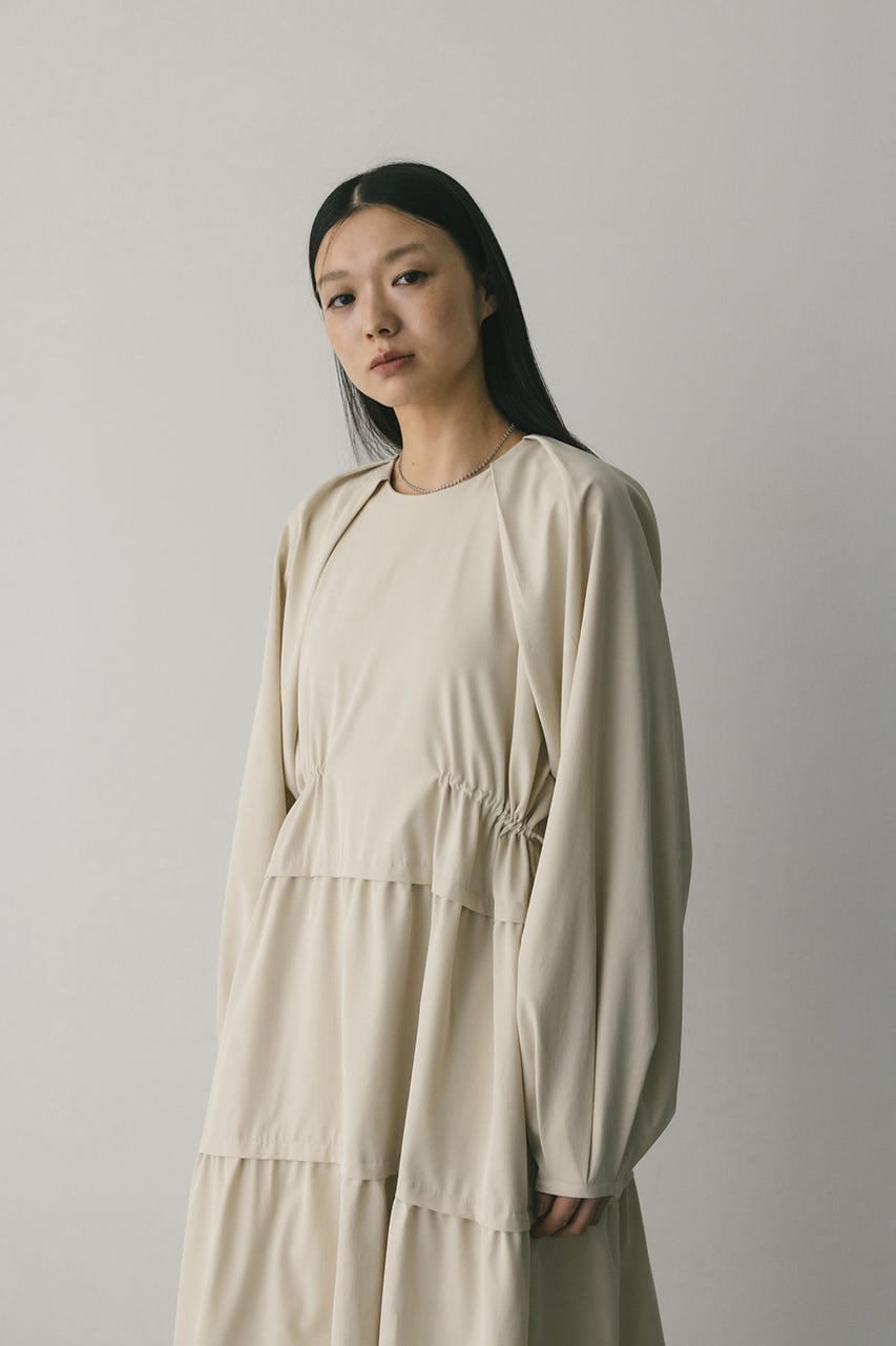 ウエストドロストティアードワンピース L/BEG S