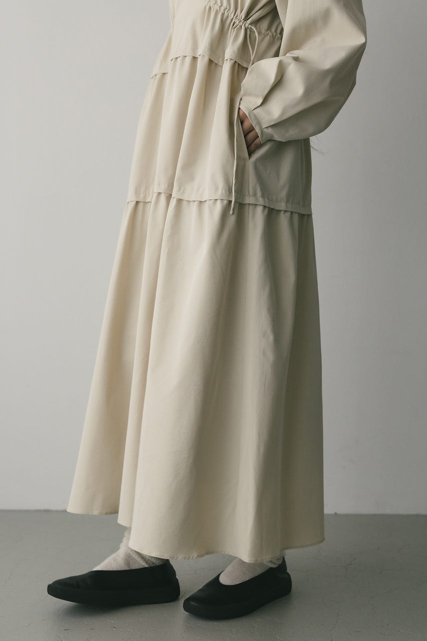 ウエストドロストティアードワンピース L/BEG S