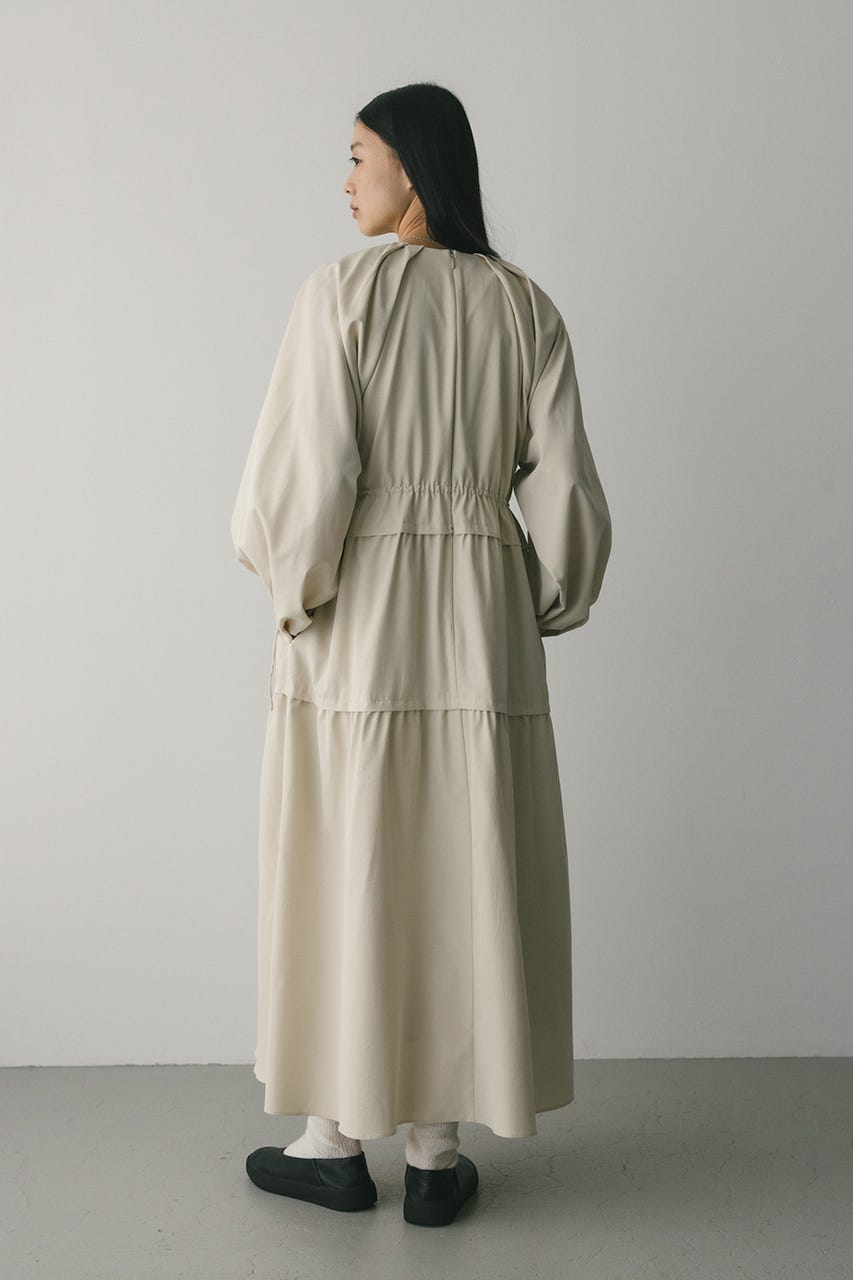 ウエストドロストティアードワンピース L/BEG S