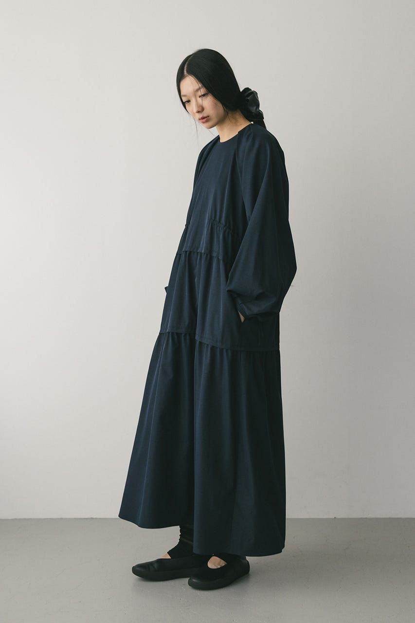 ウエストドロストティアードワンピース NVY M