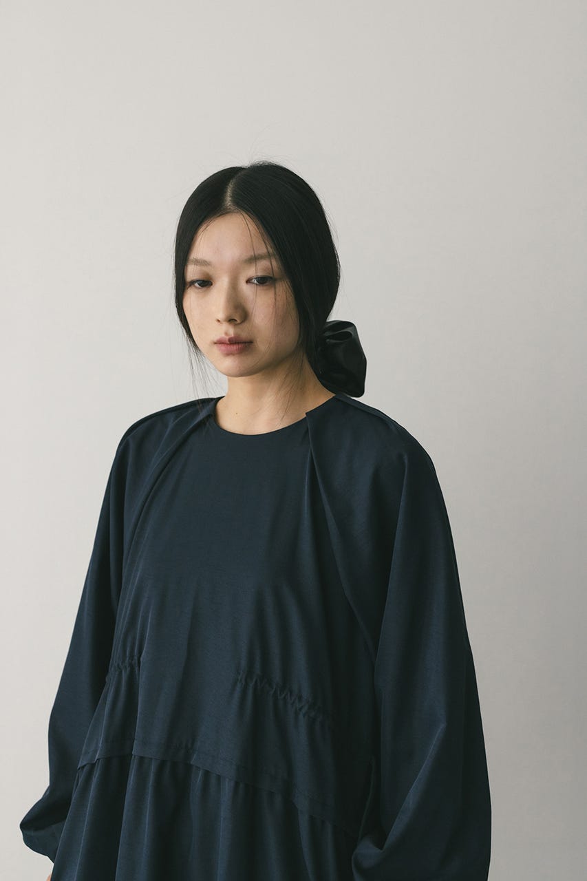 ウエストドロストティアードワンピース NVY M