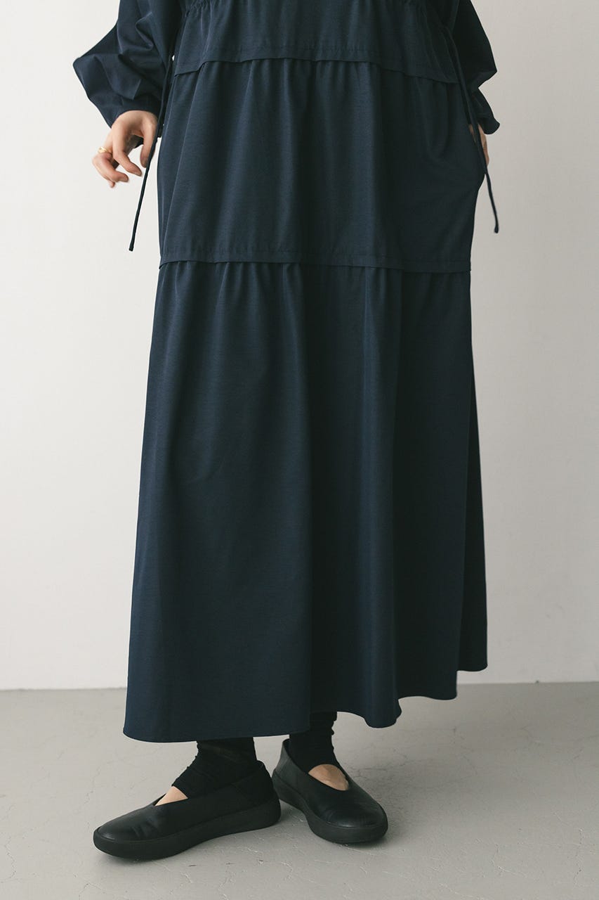 ウエストドロストティアードワンピース NVY M