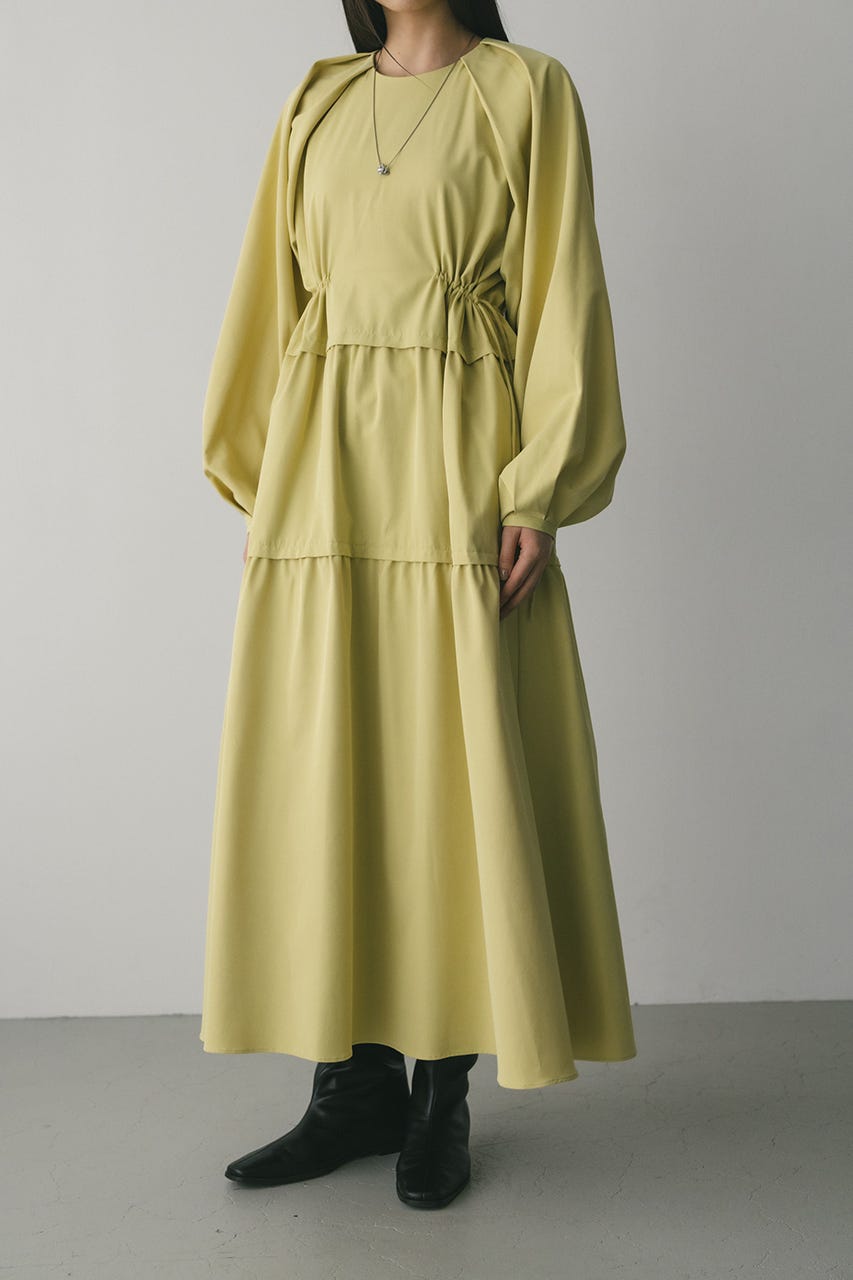 ウエストドロストティアードワンピース YEL M
