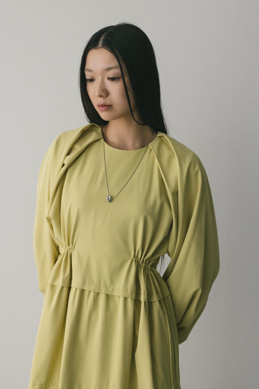 ウエストドロストティアードワンピース YEL M