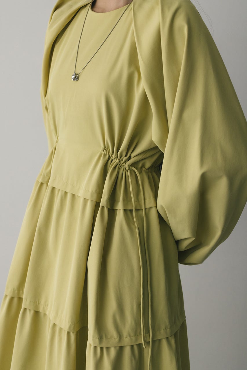 ウエストドロストティアードワンピース YEL M