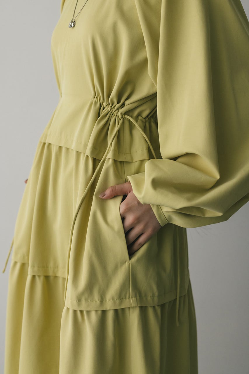 ウエストドロストティアードワンピース YEL M