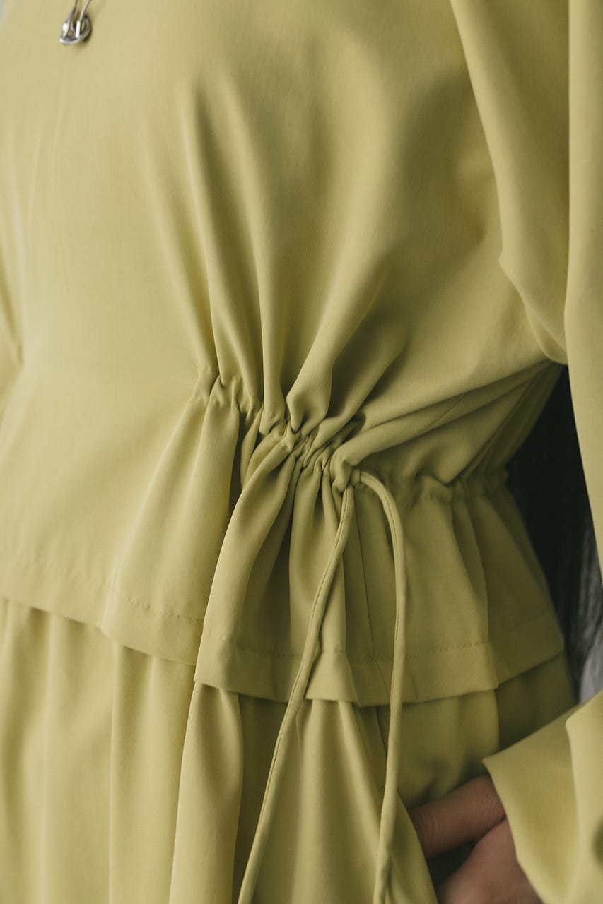 ウエストドロストティアードワンピース YEL M