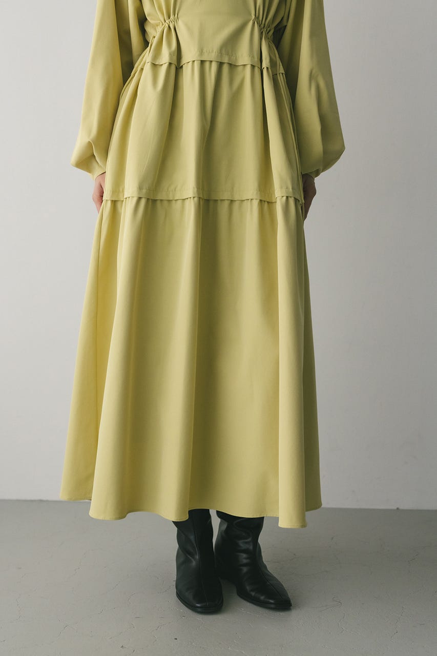 ウエストドロストティアードワンピース YEL M