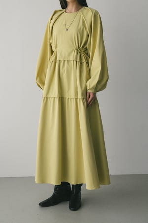 ウエストドロストティアードワンピース