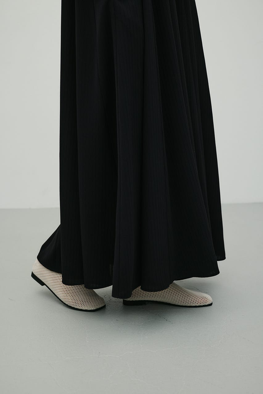 ロールネックアメスリフレアワンピース BLK S