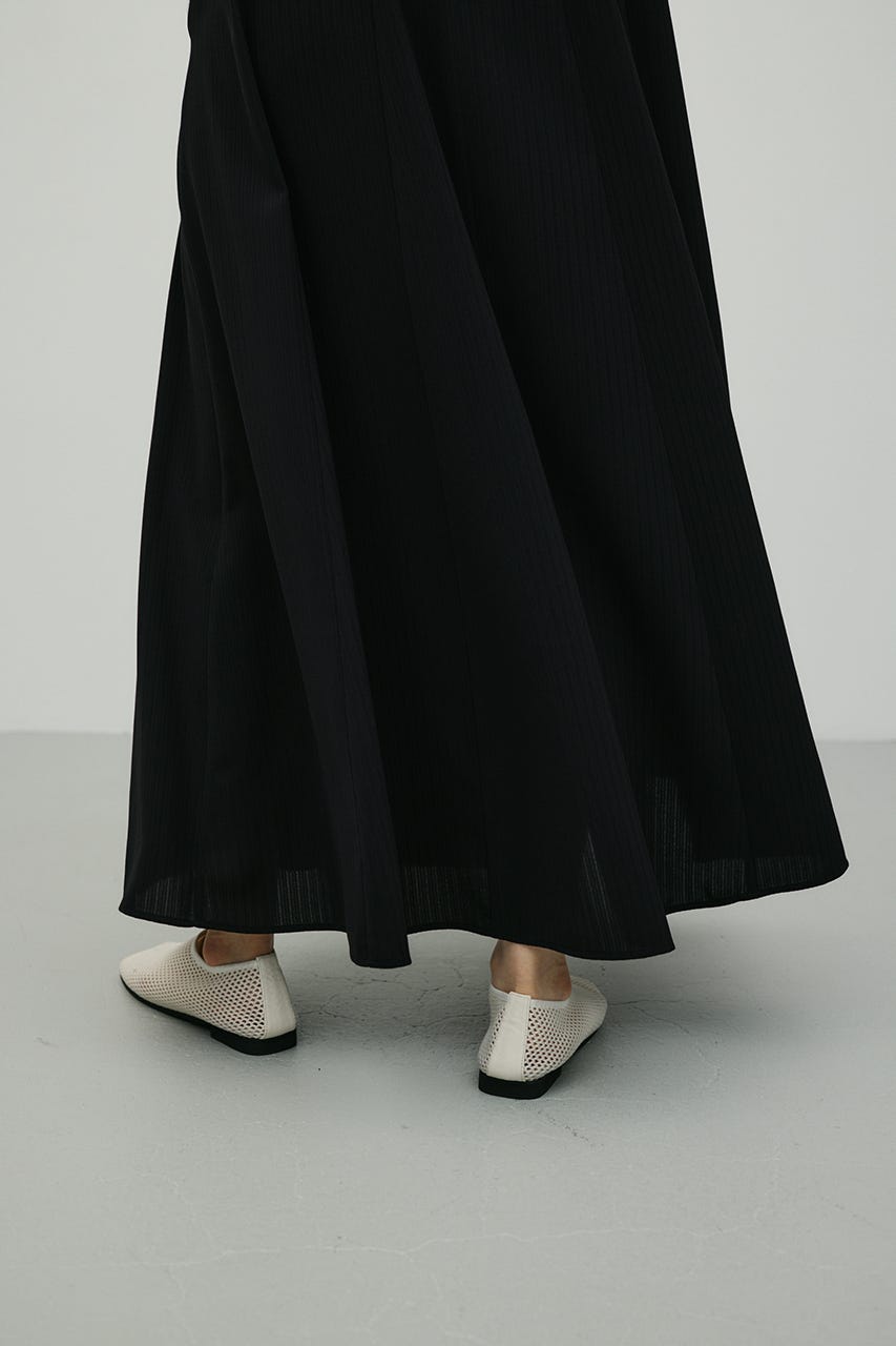 ロールネックアメスリフレアワンピース BLK S