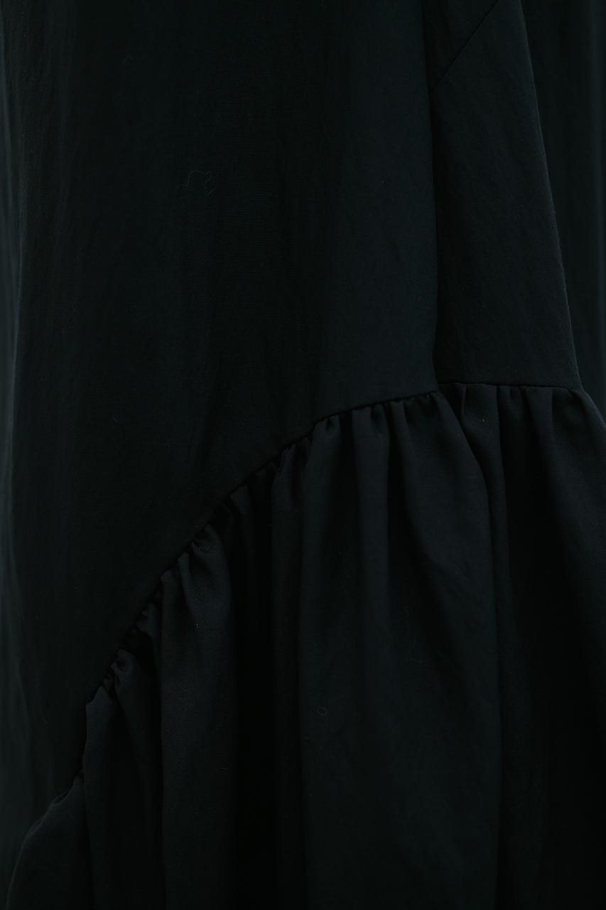 ギャザーパネルリラックスワンピース BLK M