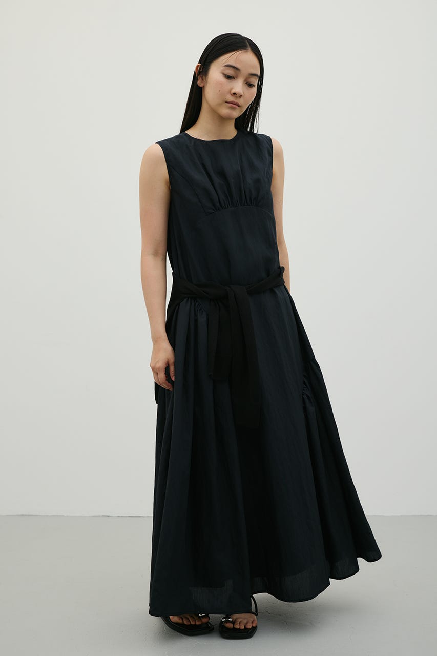 ギャザーパネルリラックスワンピース BLK M