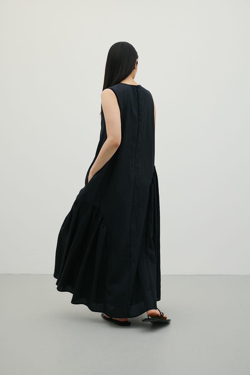 ギャザーパネルリラックスワンピース BLK M