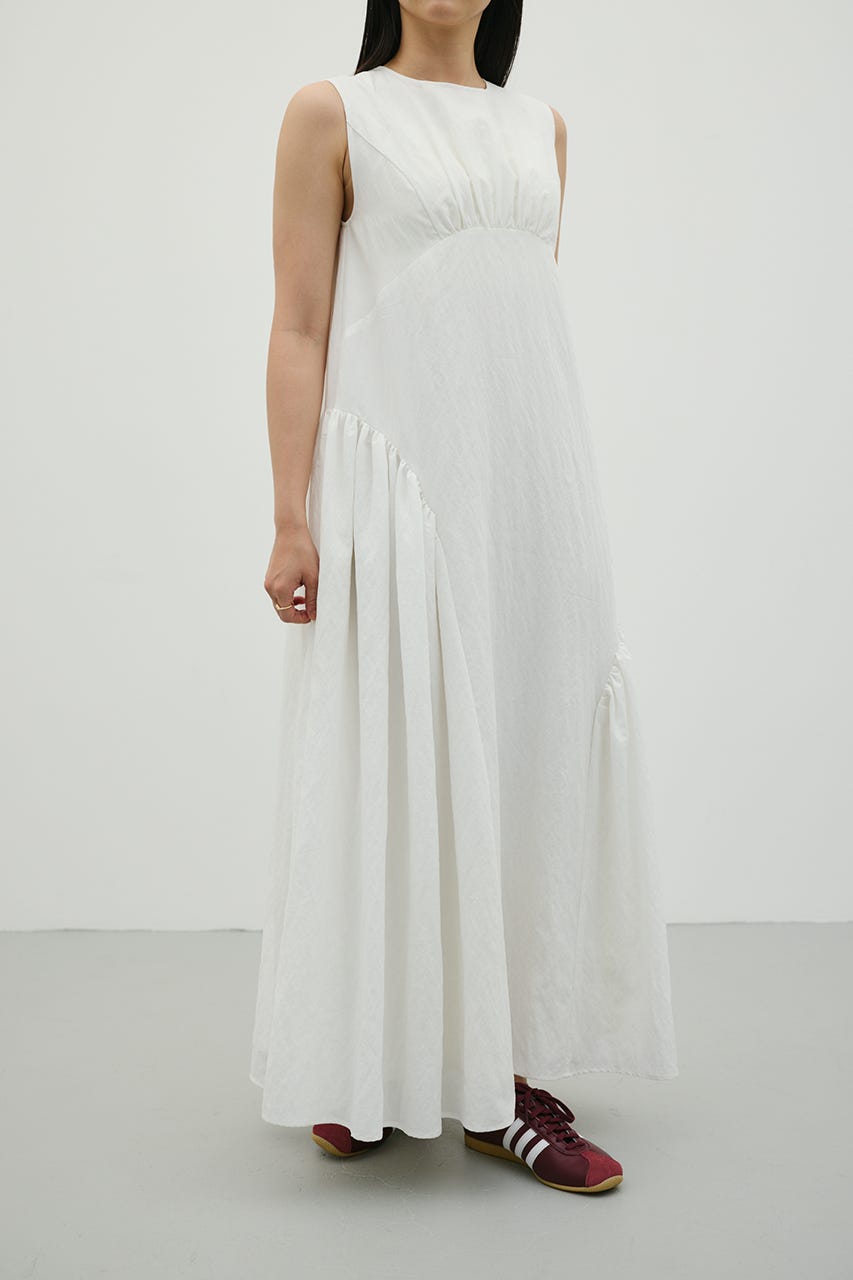 ギャザーパネルリラックスワンピース WHT M