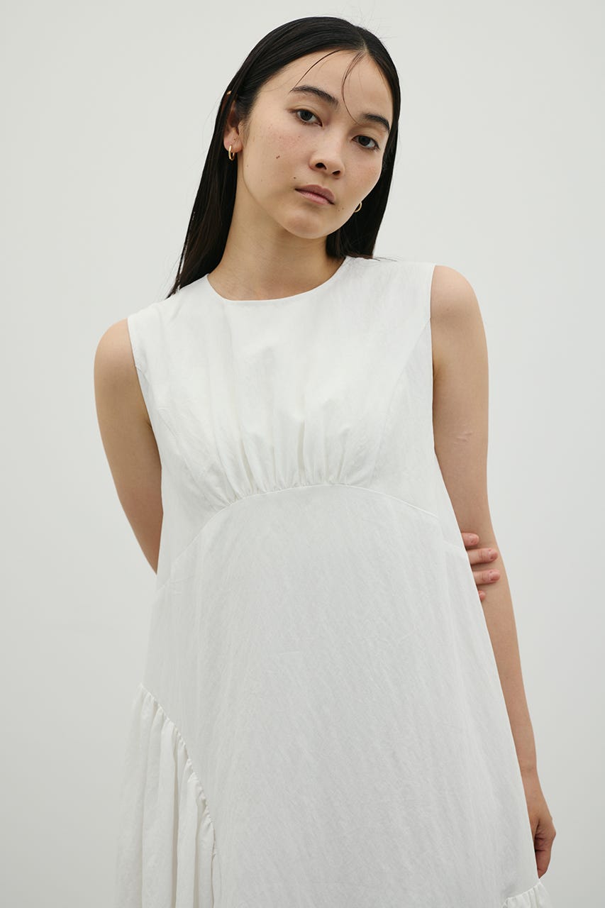 ギャザーパネルリラックスワンピース WHT M