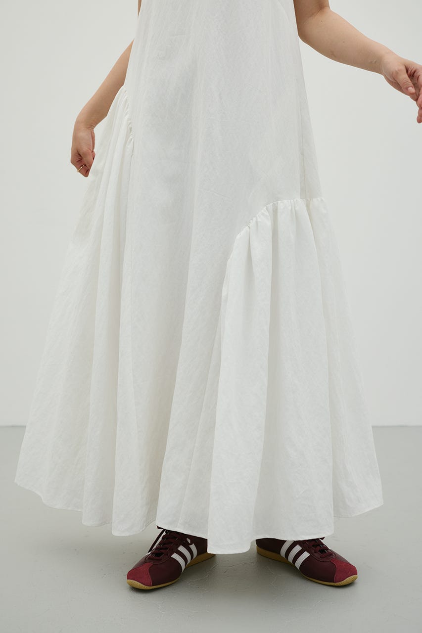 ギャザーパネルリラックスワンピース WHT M