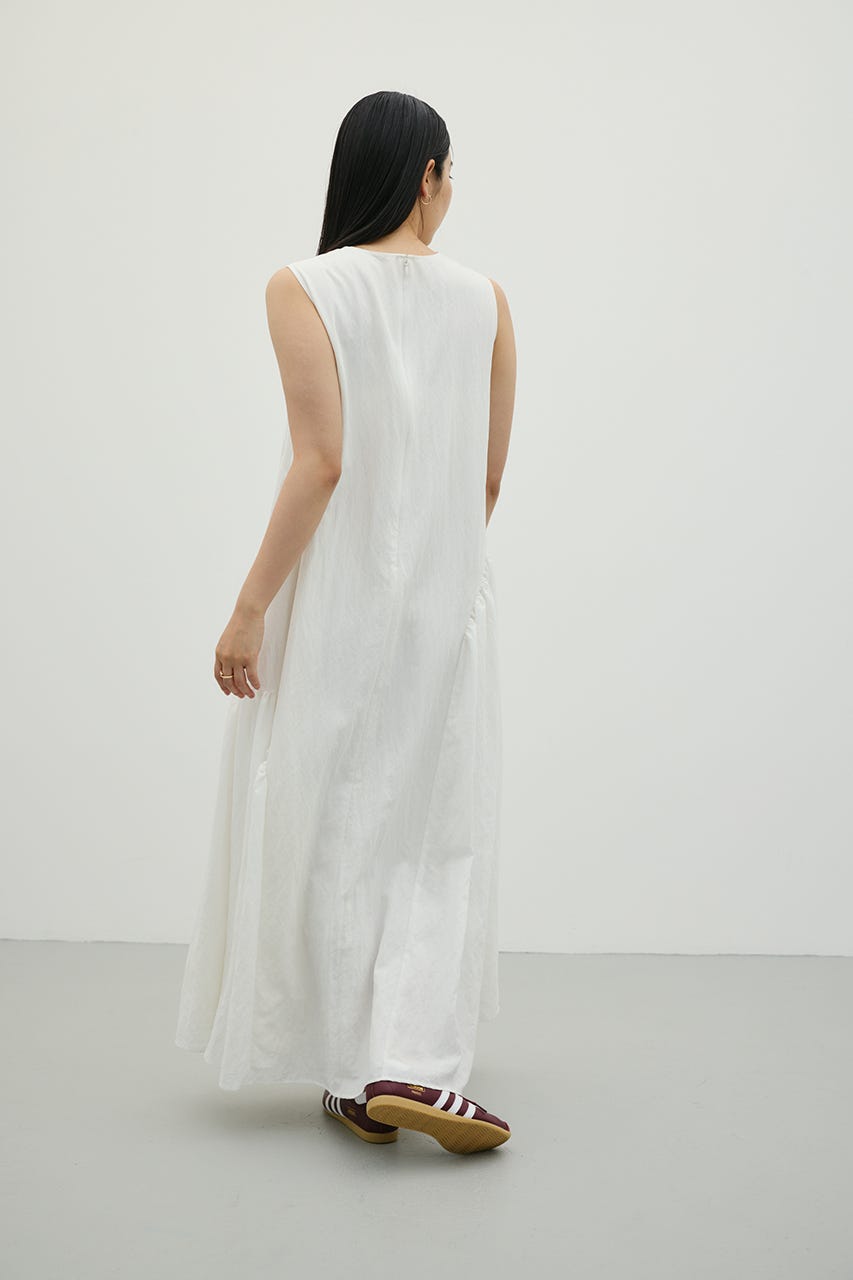 ギャザーパネルリラックスワンピース WHT M