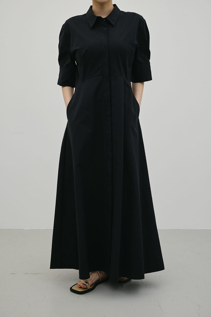 フレアマキシシャツワンピース BLK M
