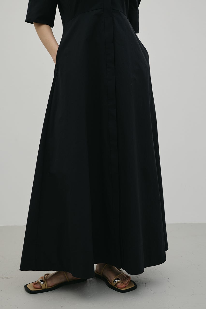 フレアマキシシャツワンピース BLK M