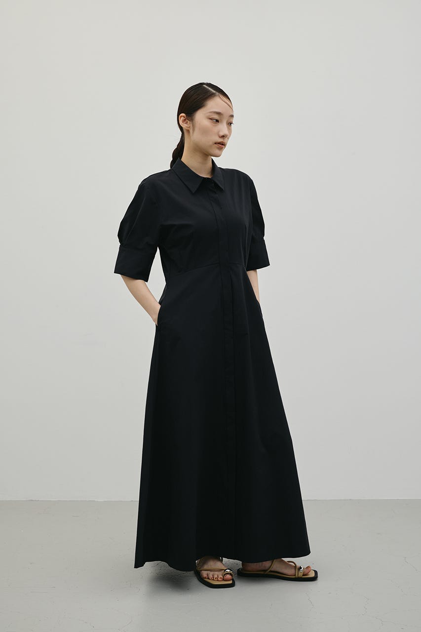 フレアマキシシャツワンピース BLK M