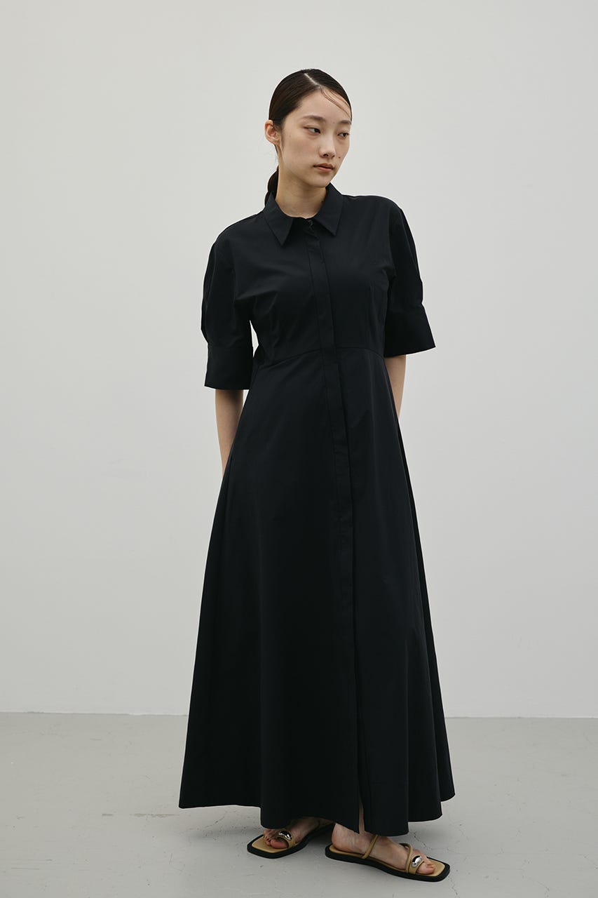 フレアマキシシャツワンピース BLK M