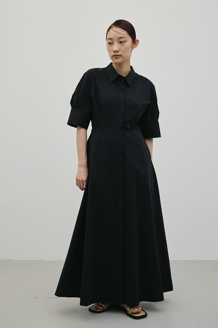 フレアマキシシャツワンピース BLK M