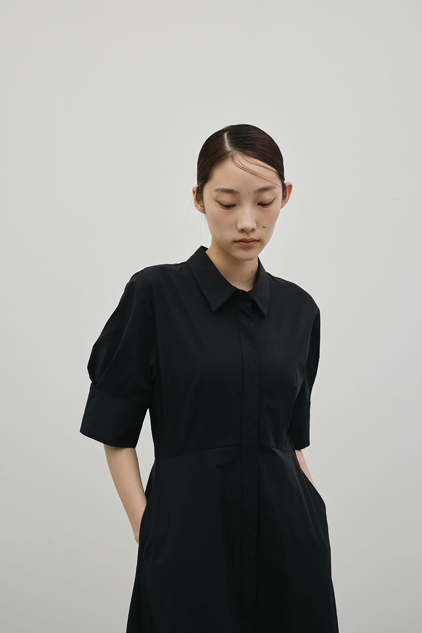 フレアマキシシャツワンピース BLK M