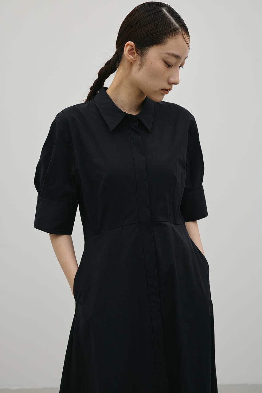 フレアマキシシャツワンピース BLK M