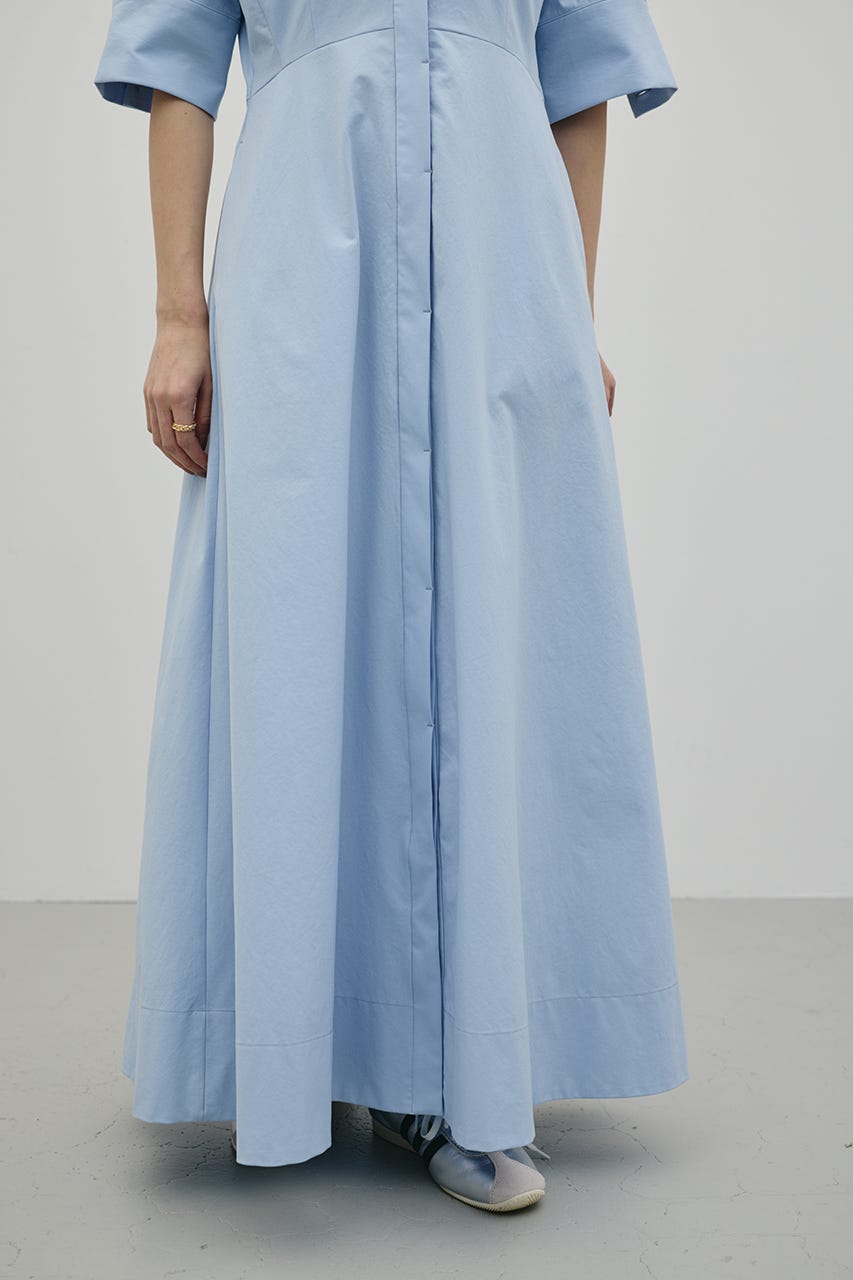 フレアマキシシャツワンピース SAX M