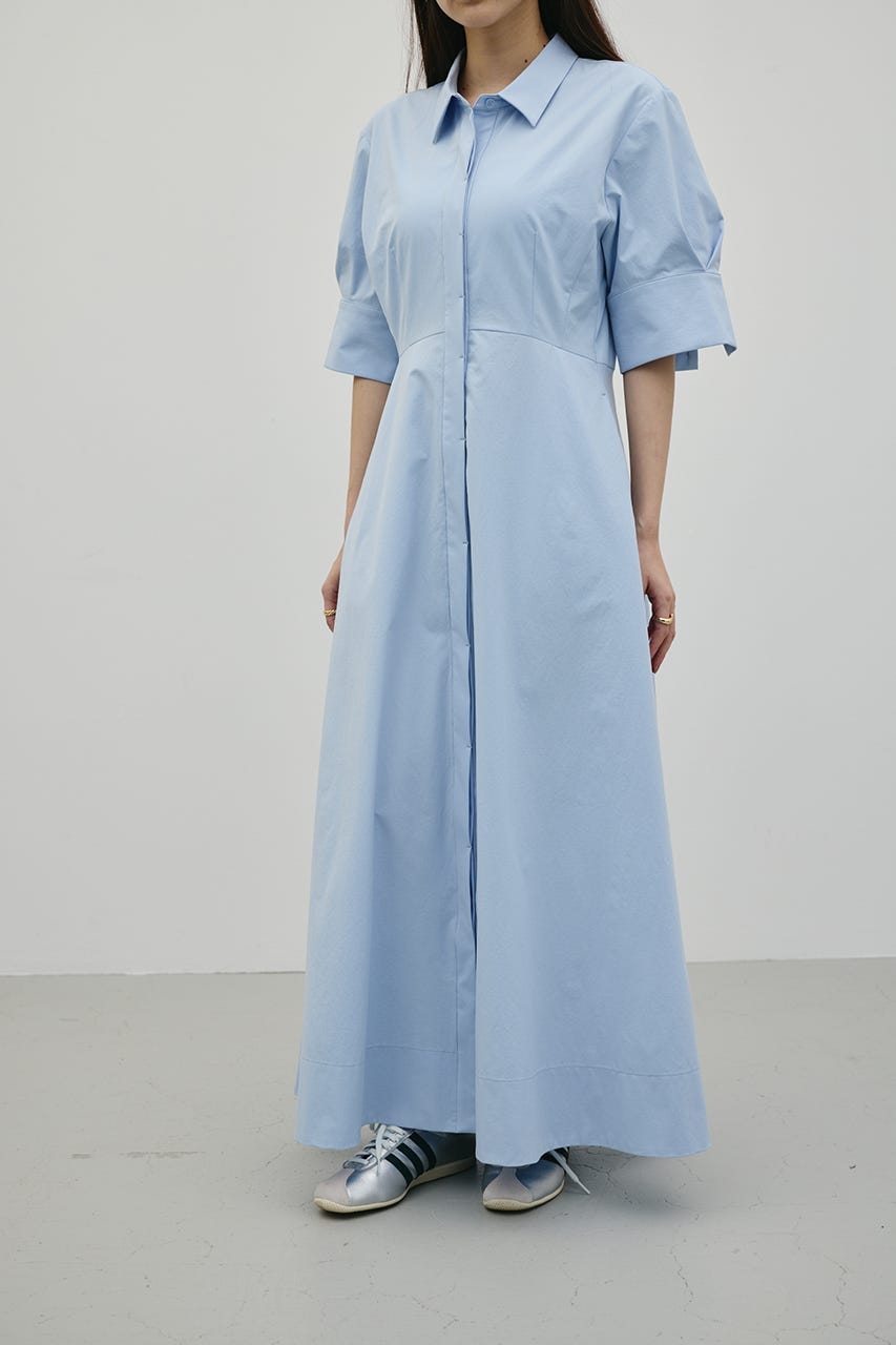 フレアマキシシャツワンピース SAX M