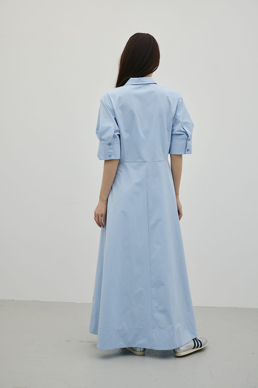 フレアマキシシャツワンピース SAX M