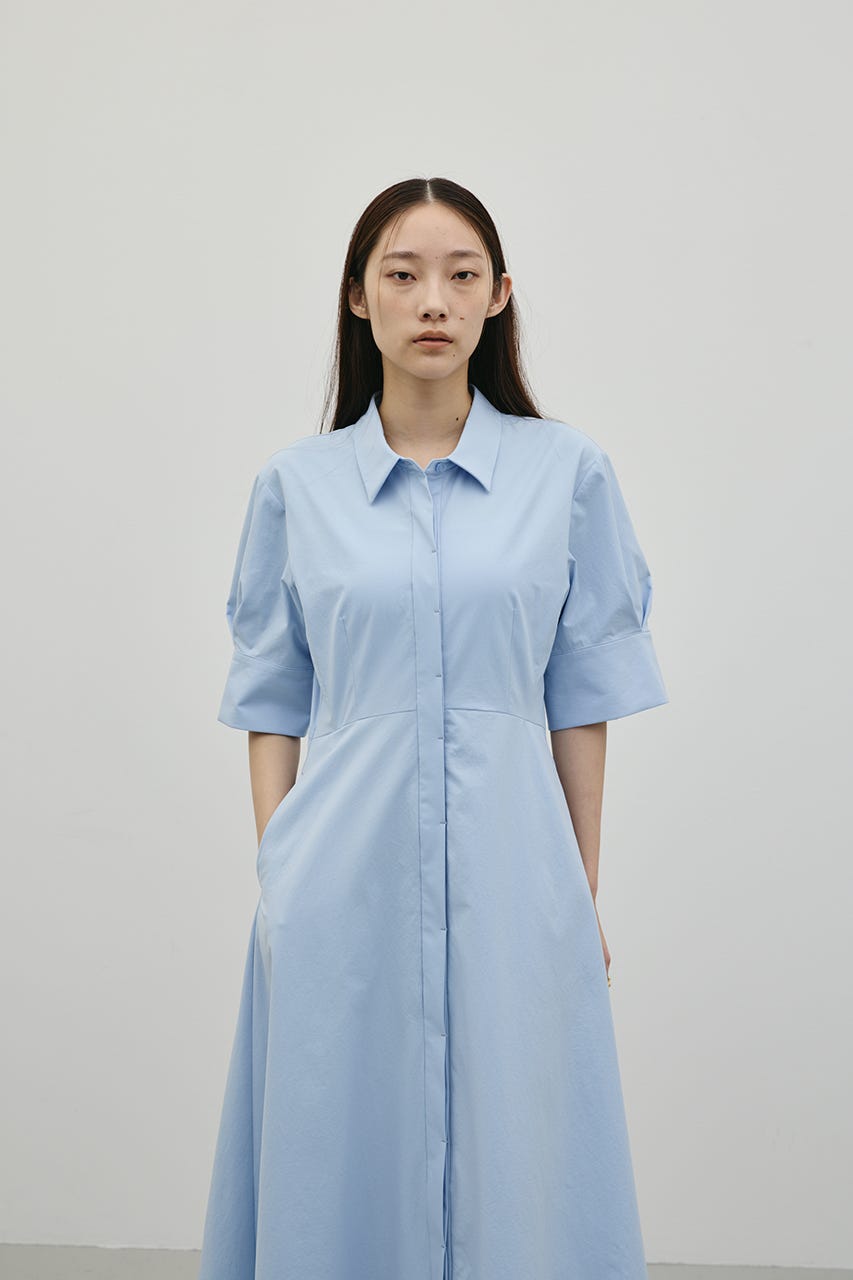 フレアマキシシャツワンピース SAX M