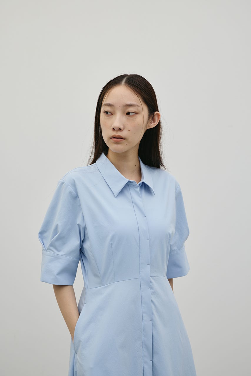 フレアマキシシャツワンピース SAX M