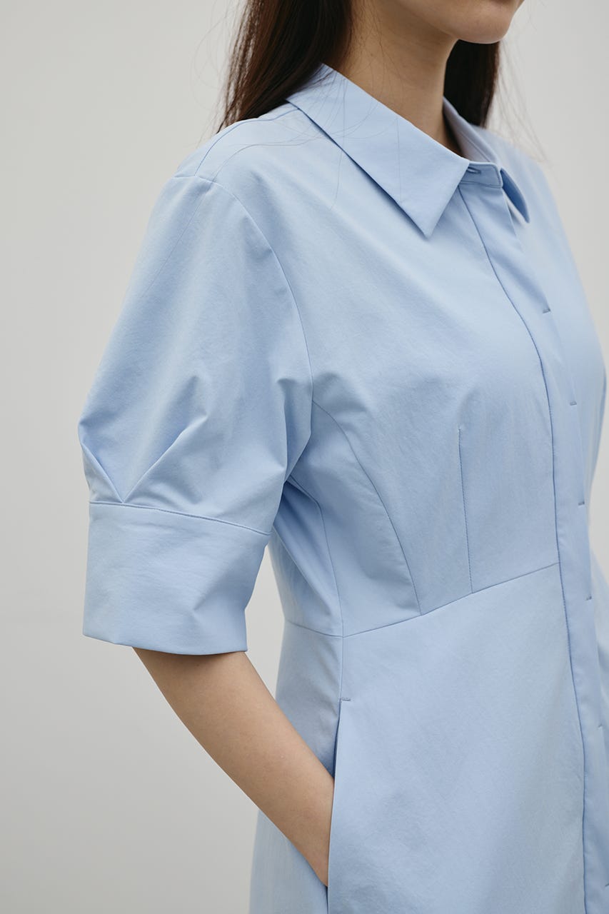 フレアマキシシャツワンピース SAX M